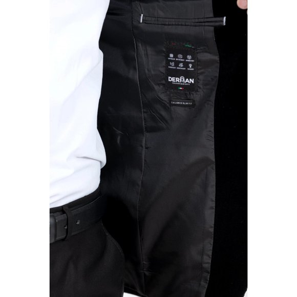 Derman Black Spotted Pattern Silvery Fabric Tuxedo - Picture 7 of 7